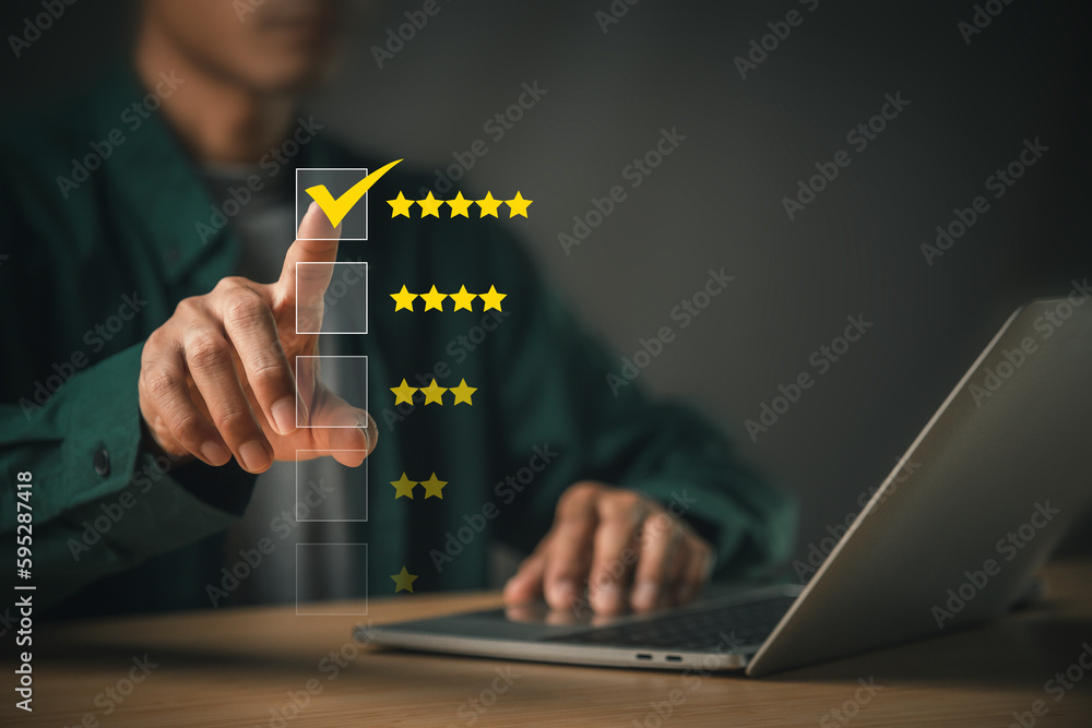 Customer Satisfaction Survey concept, 5-star satisfaction,service experience rating,customer evaluat