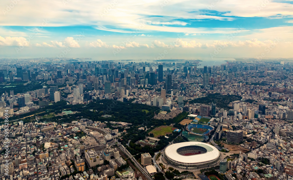 Aerial view of Yoyogi Park in Shinjuku, Tokyo, Japan