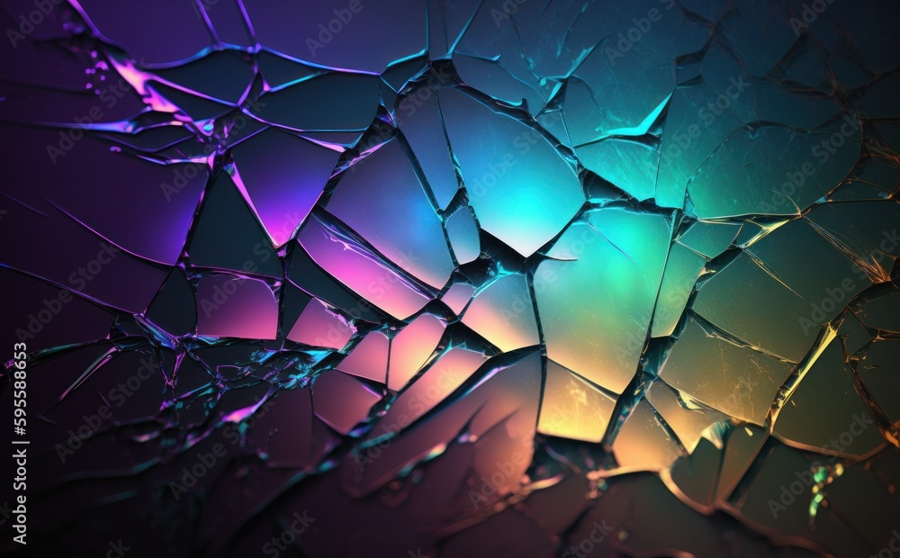 Digital wallpaper background of a cracked iridescent and opalescent surface texture