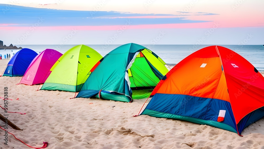 Colorful beach tents at the beach