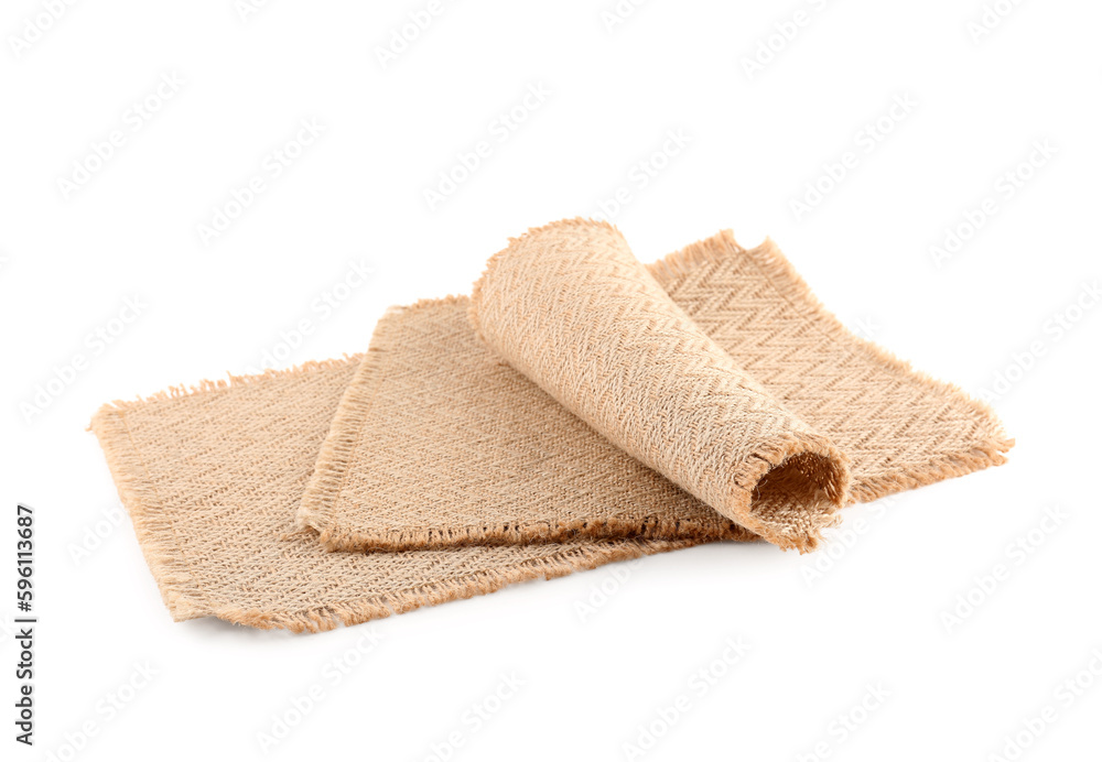 Clean fabric napkins on white background