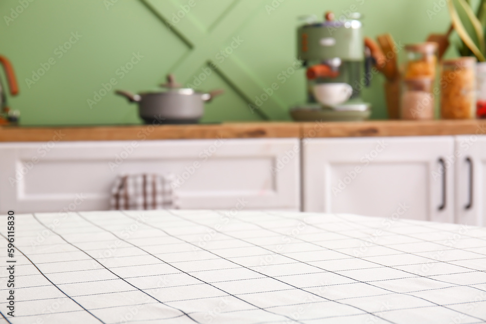 Clean table in interior of stylish kitchen