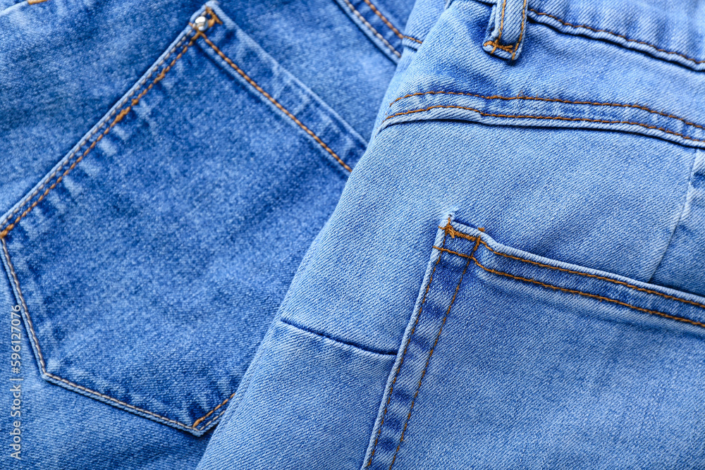 Blue jeans as background, closeup