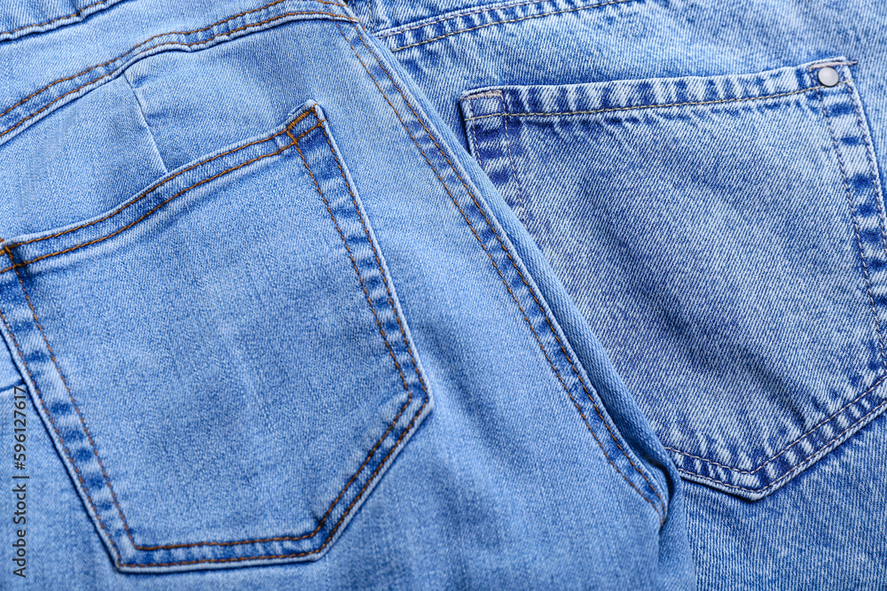 Blue jeans as background, closeup