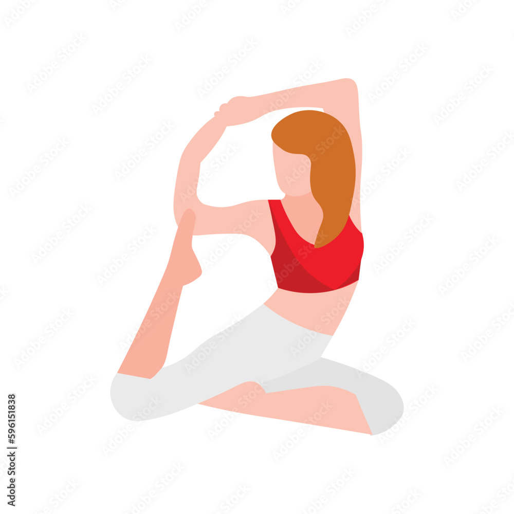 Woman practicing yoga on white background