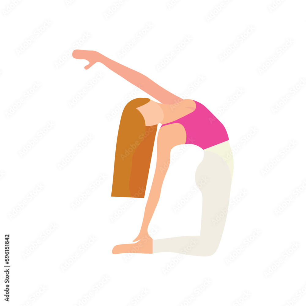 Woman practicing yoga on white background