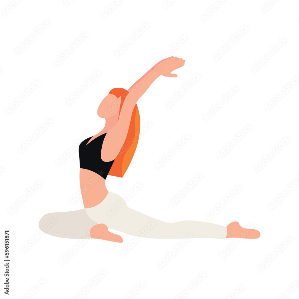 Woman practicing yoga on white background