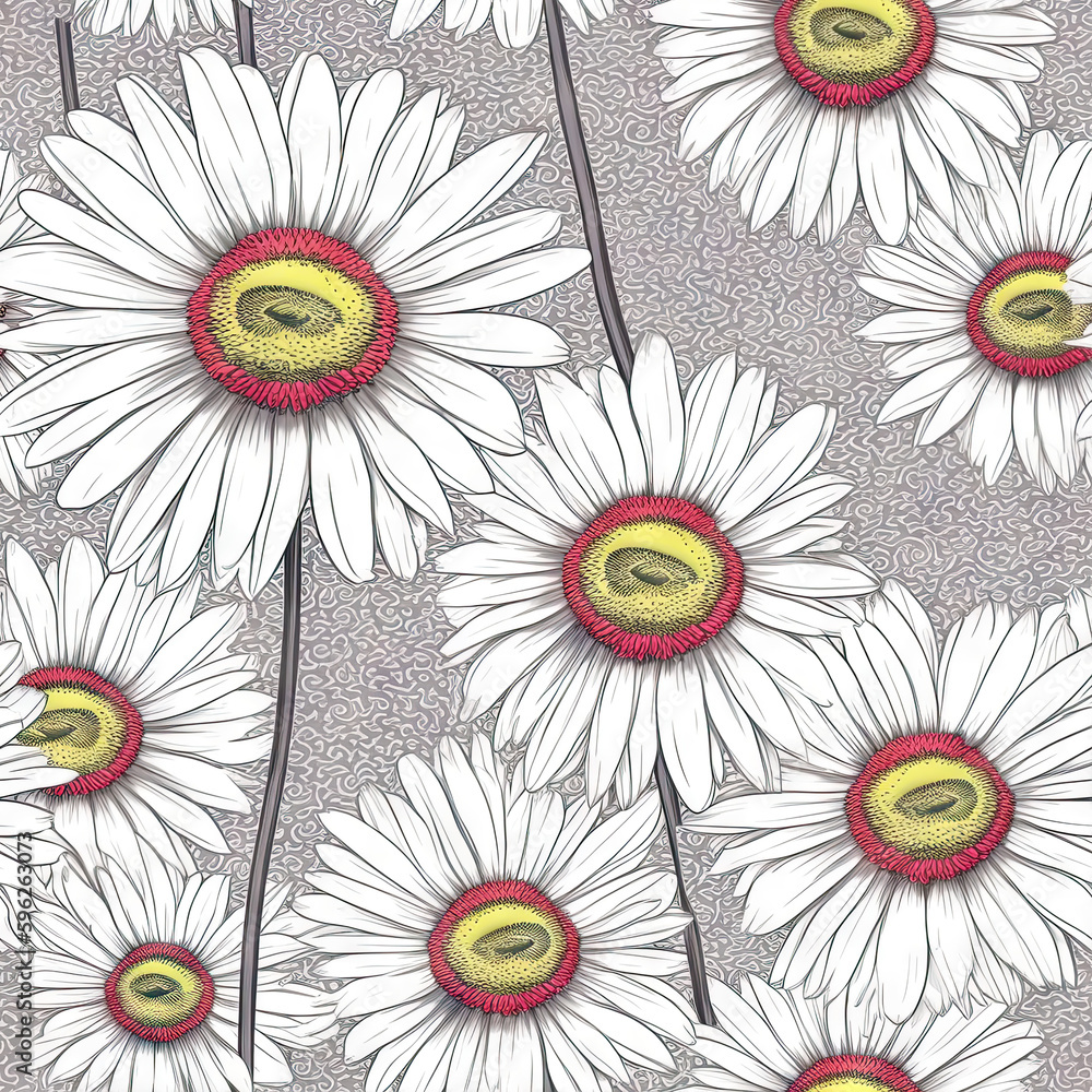 Gerbera flower seamless pattern. Floral seamless background. Generative AI