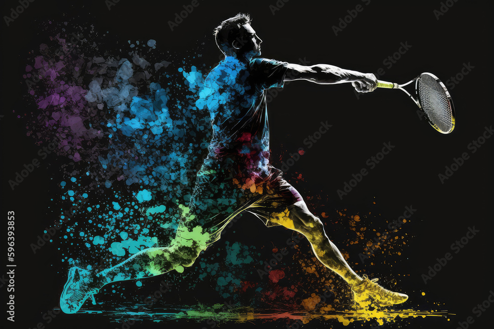 badminton player with splash colors