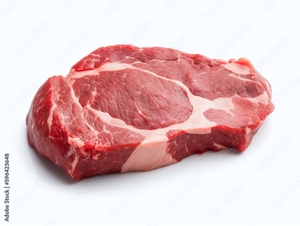 Raw pork chop isolated on white background.