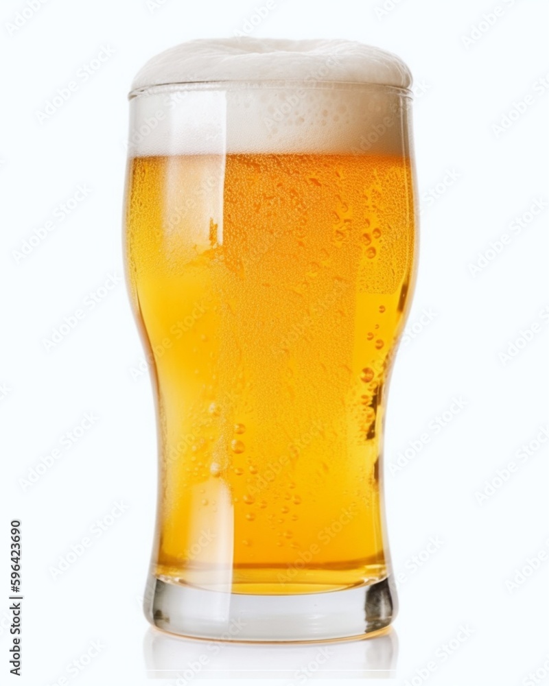 Glass of beer isolated on white background.