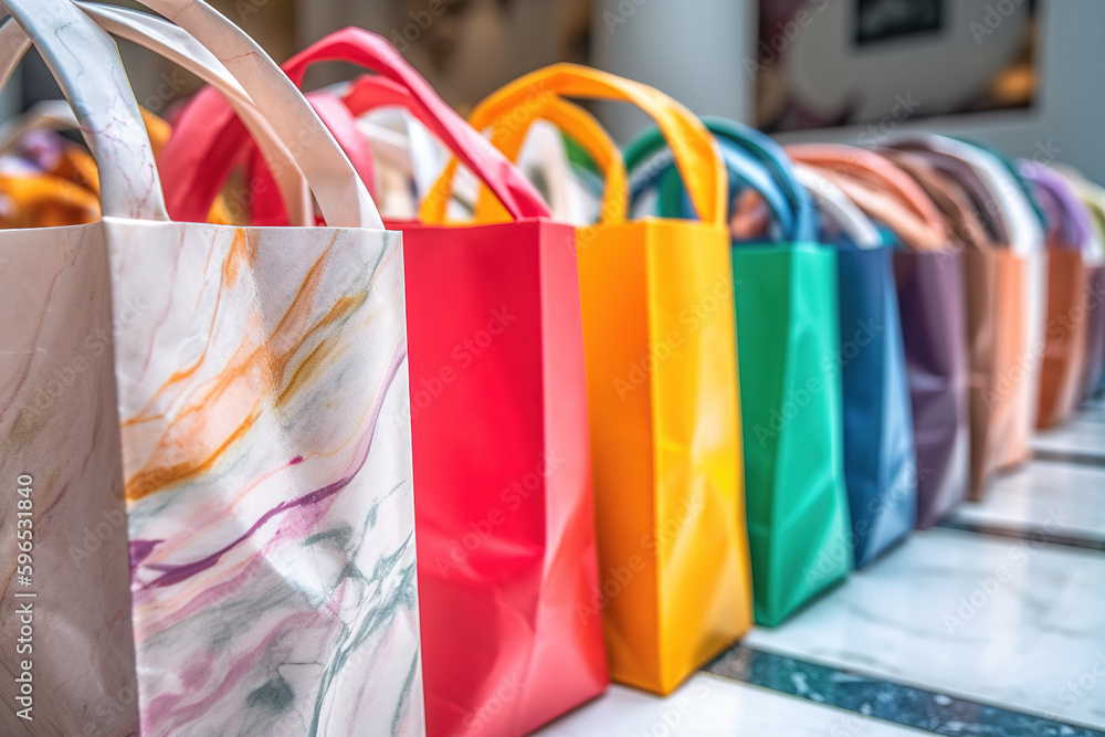 Colorful shopping bag settings