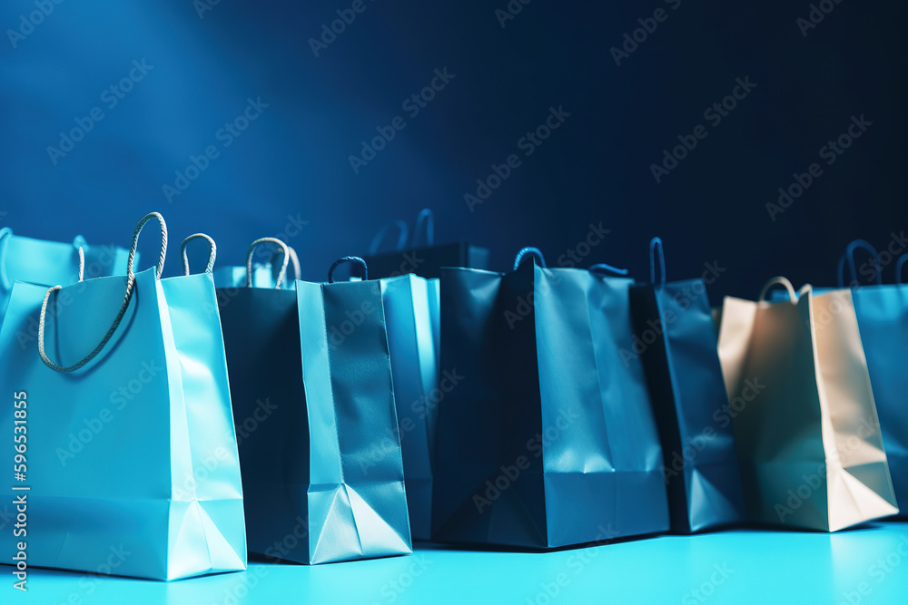 Colorful shopping bag settings