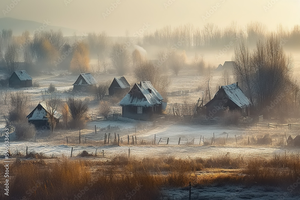 Winter is a simple village in the Alps in Winter. Added retro filter.