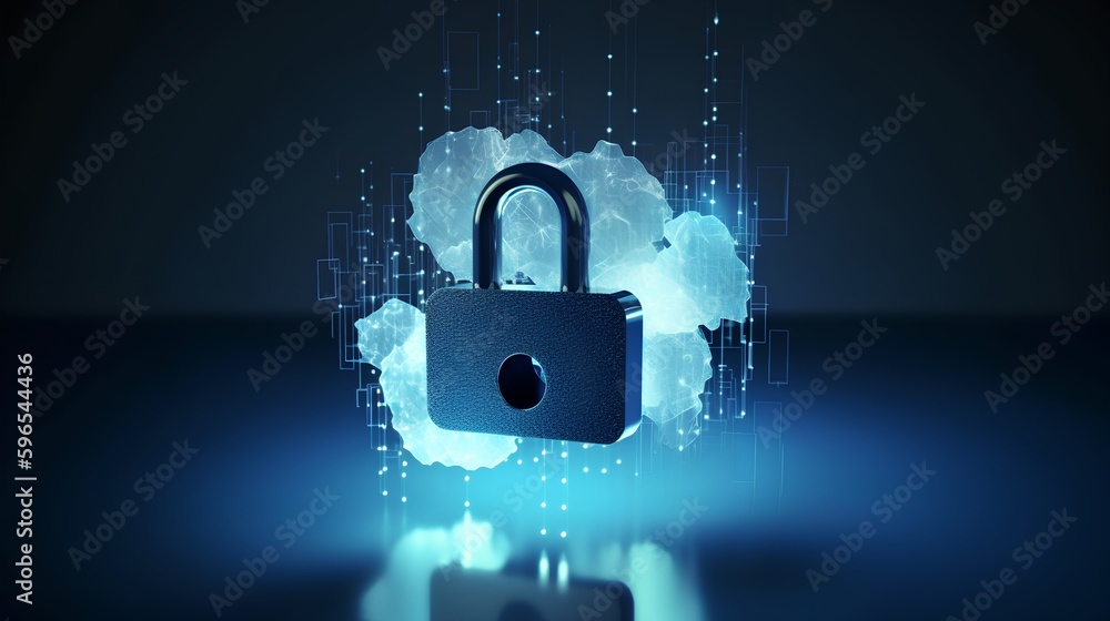 A cloud security concept image representing a secure and protected cloud computing infrastructure sy