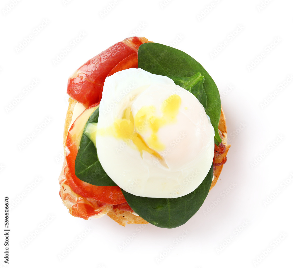 Tasty egg Benedict isolated on white background