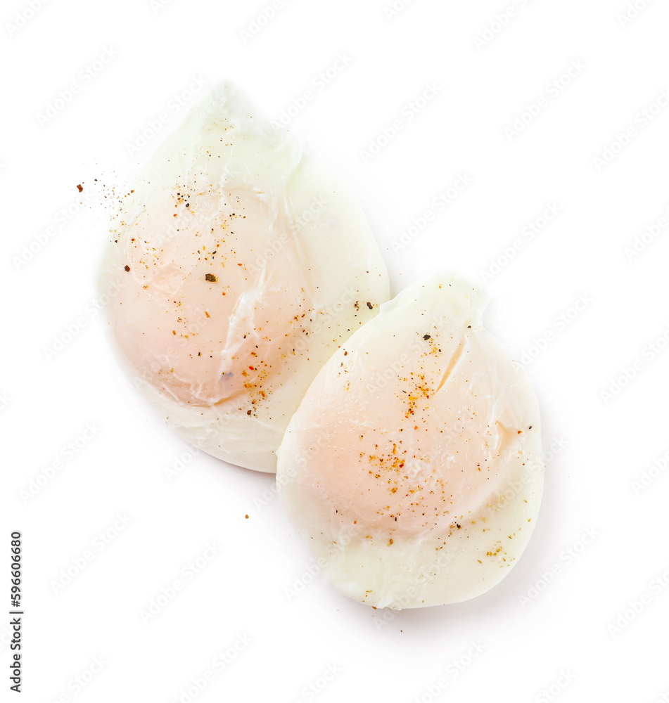 Tasty poached eggs isolated on white background