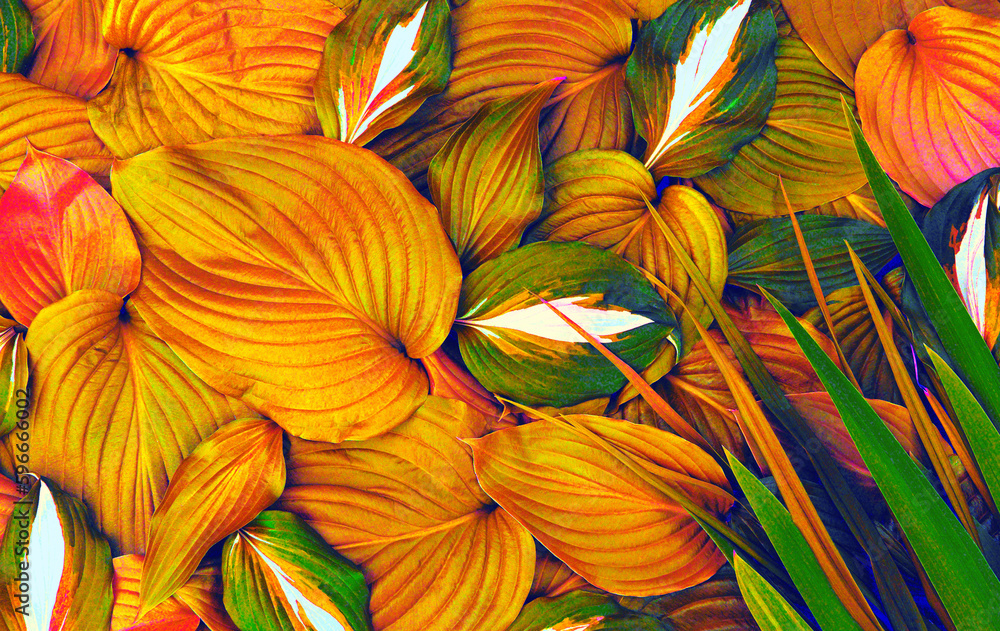 Abstract golden leaves texture