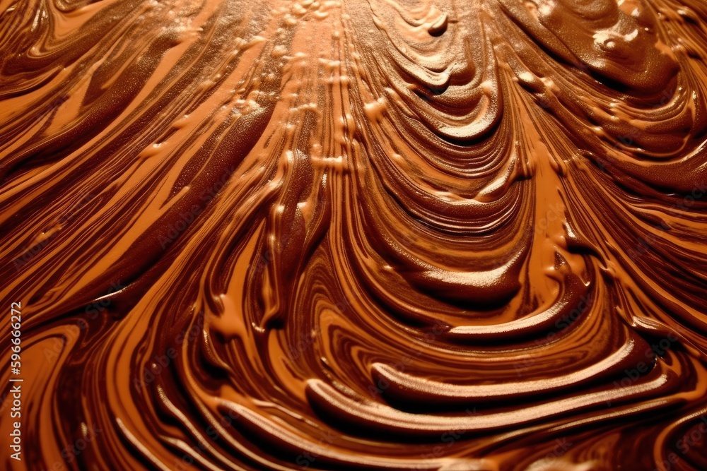 close-up view of a chocolate swirl pattern with intricate details. Generative AI