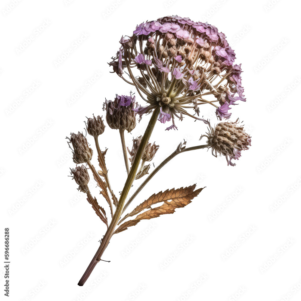 dead verbena flower isolated on white background