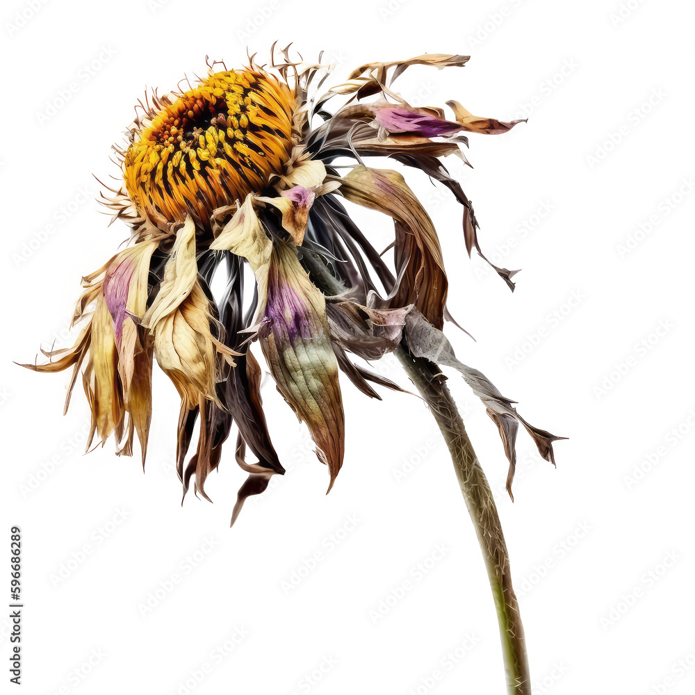 dry aster flower on a transparant background, PNG