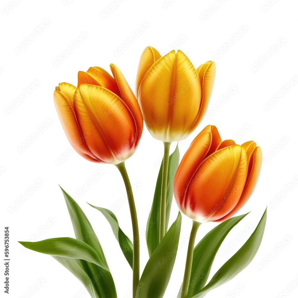 tulip flowers isolated on white background