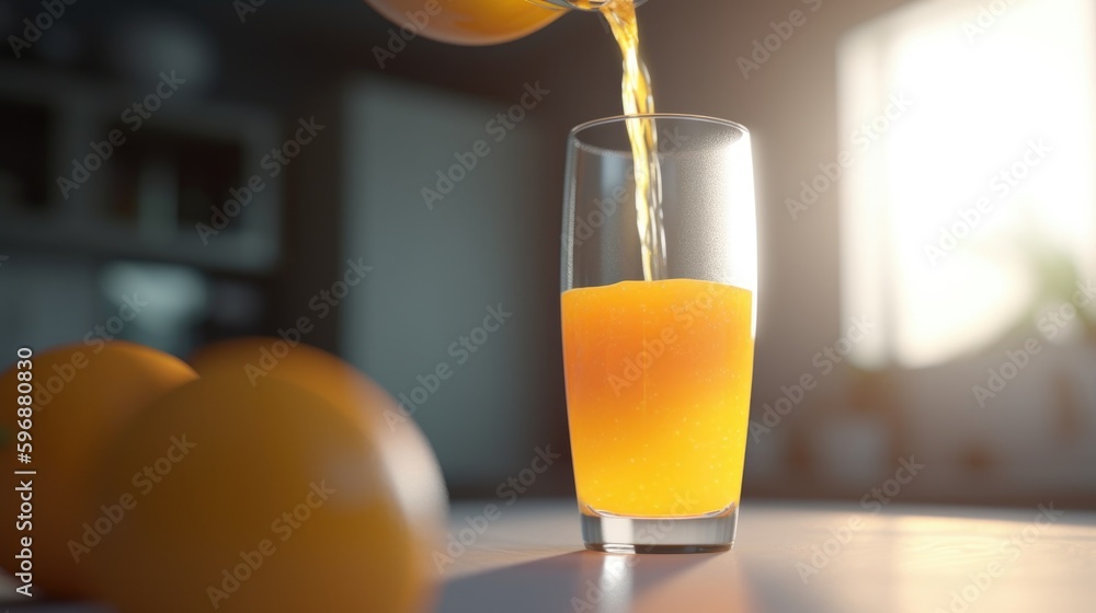 Orange Juice. Illustration AI Generative