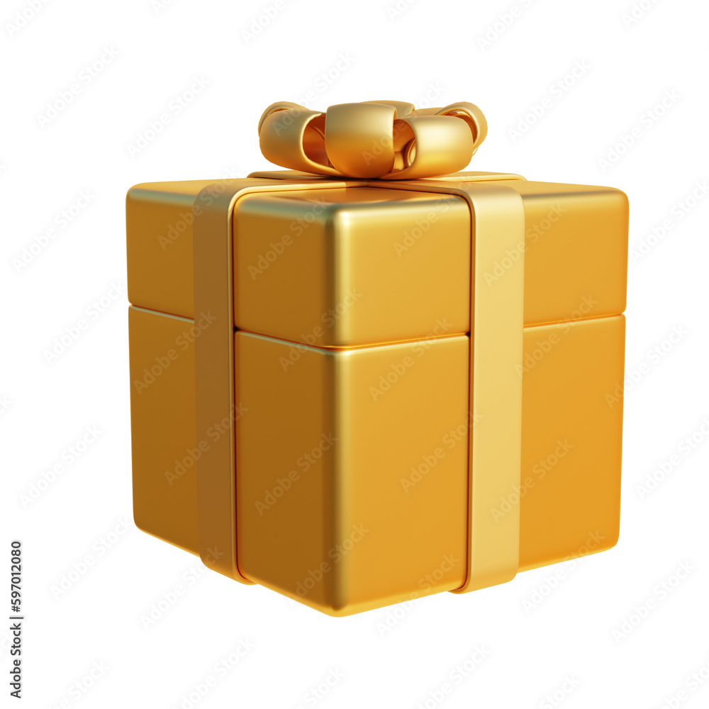 3D Luxurious Golden Gift box