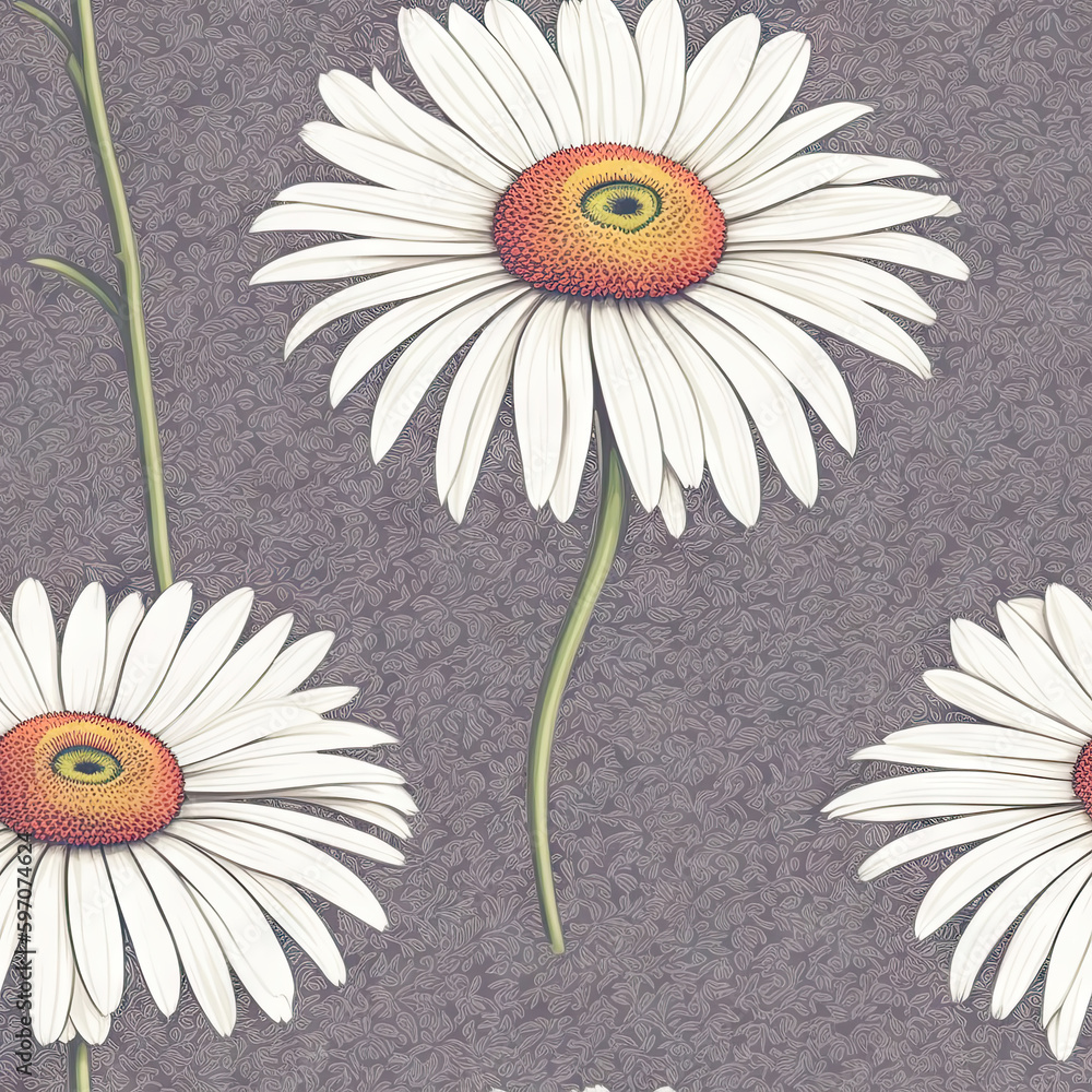 Gerbera flower seamless pattern. Floral seamless background. Generative AI