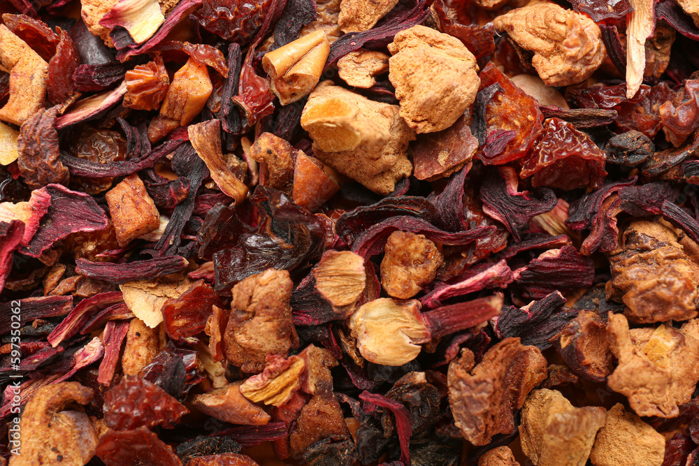 Dried fruit tea as background, closeup