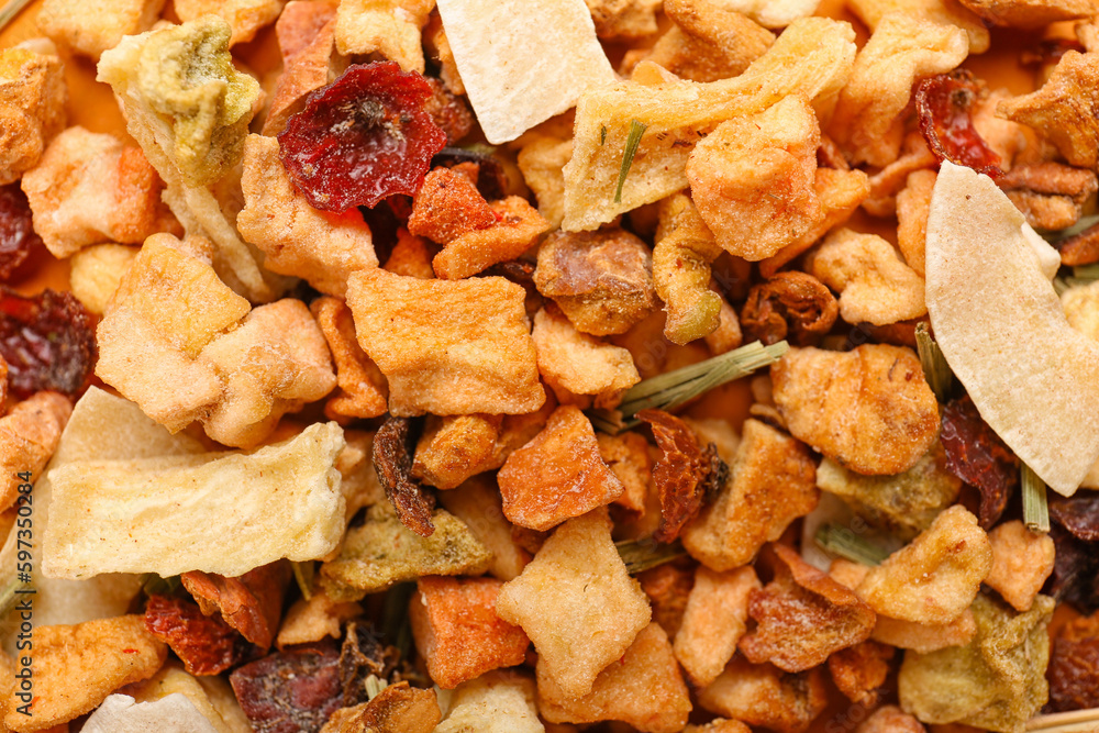 Dried fruit tea as background, closeup