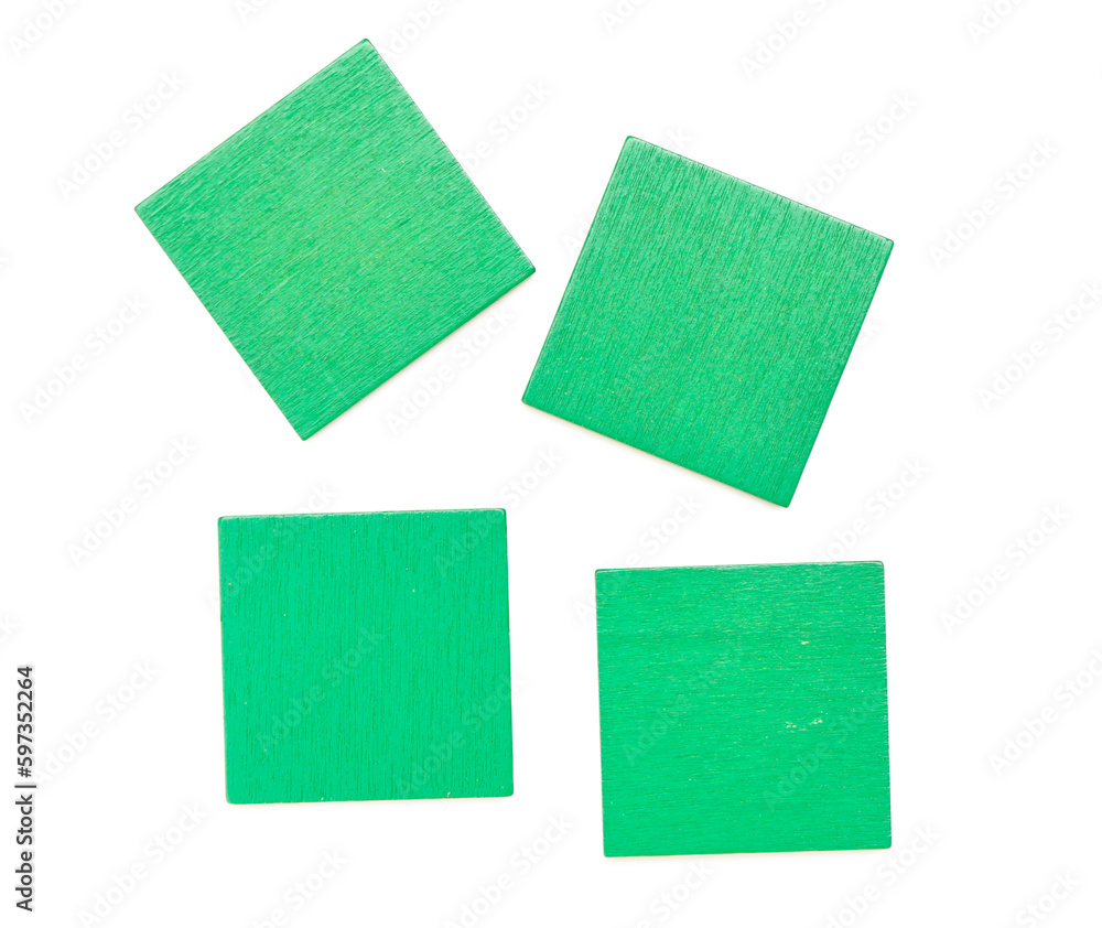 Green puzzle blocks isolated on white background