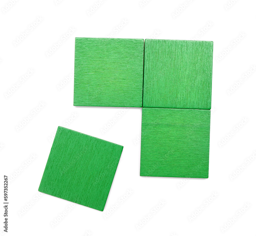 Green puzzle blocks isolated on white background