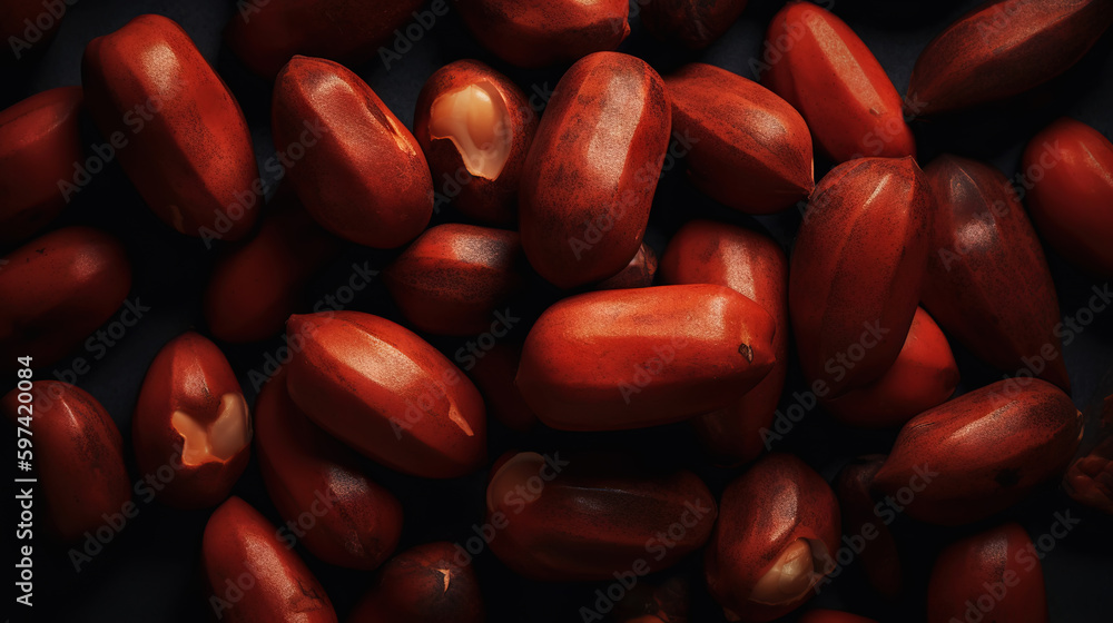 Dried Kola Nuts background. Food backdrop. Generative AI