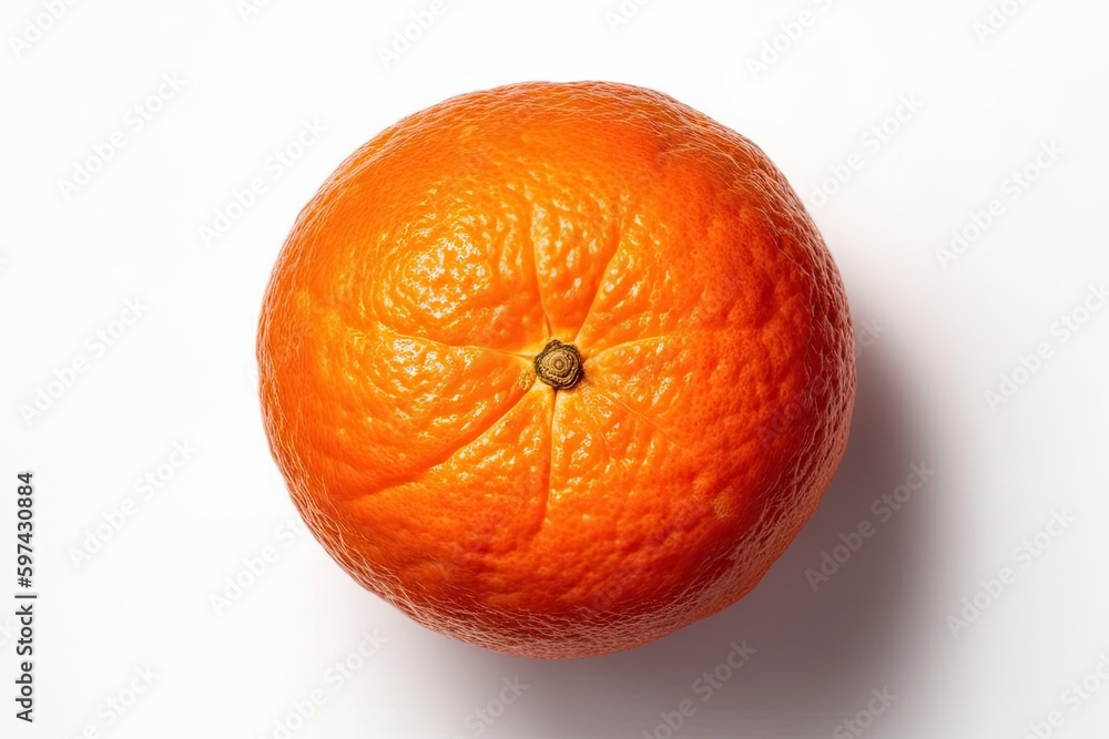 close up of a juicy orange on a plain white background. Generative AI