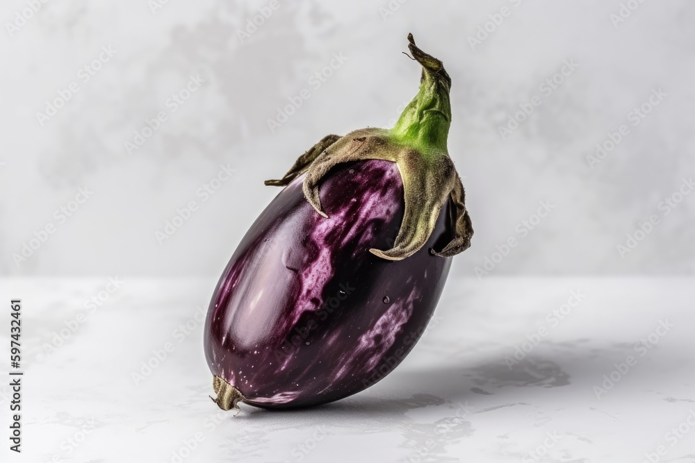 fresh and vibrant purple eggplant with a green stem. Generative AI