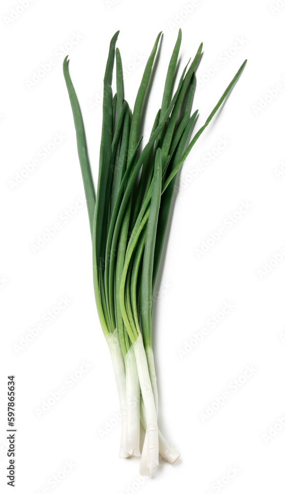 Fresh green onion isolated on white background