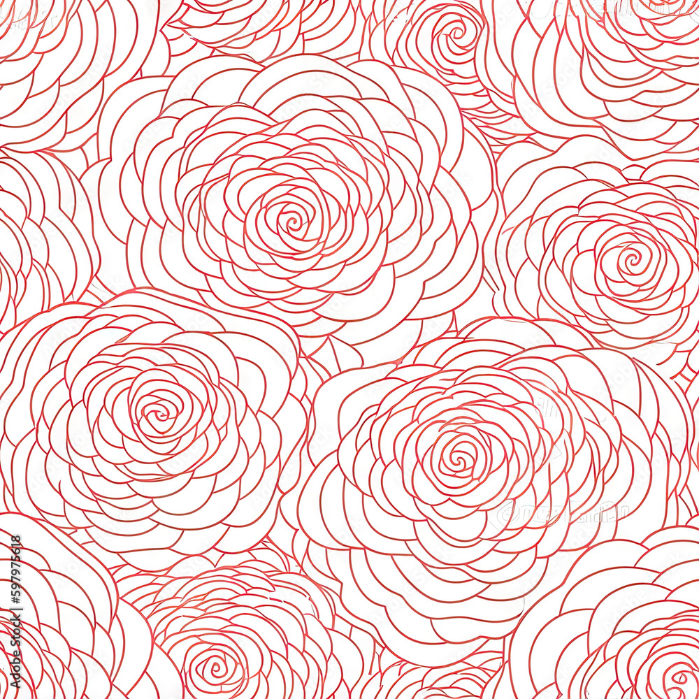 Rose flower seamless pattern. Floral seamless background. Generative AI