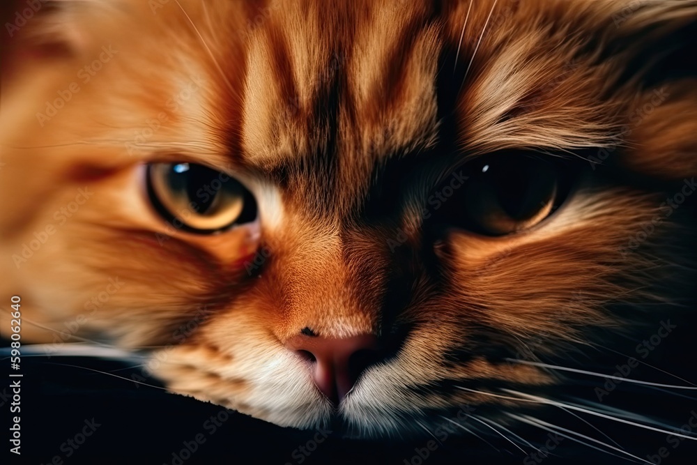 close-up portrait of a cats face with blurred background. Generative AI Generative AI