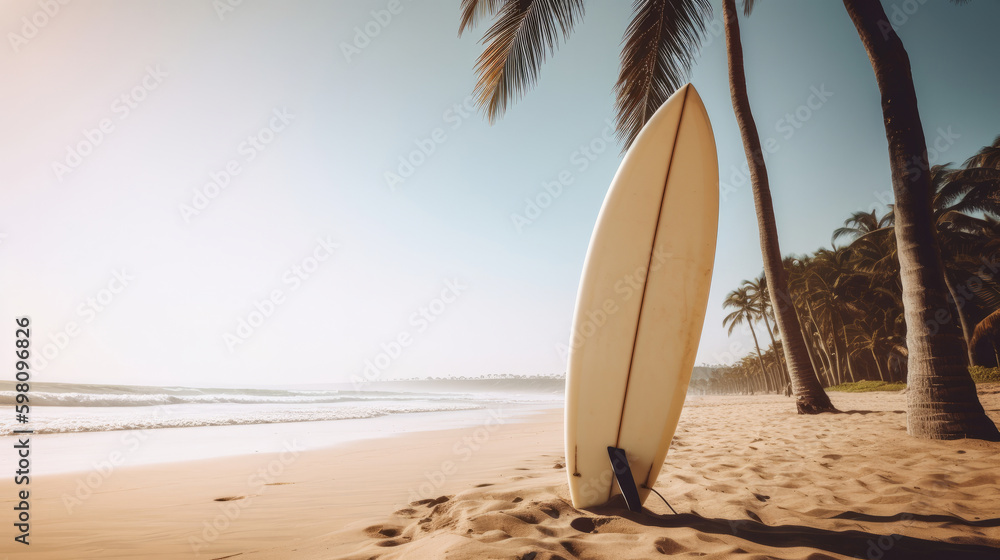 Surf board background. Illustration AI Generative.