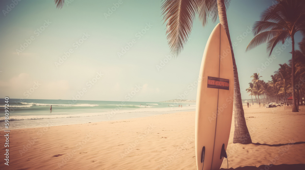 Surf board background. Illustration AI Generative.