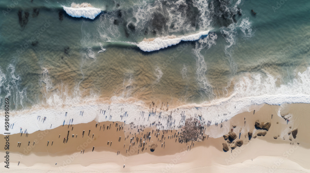 Beach and ocean. Illustration AI Generative.