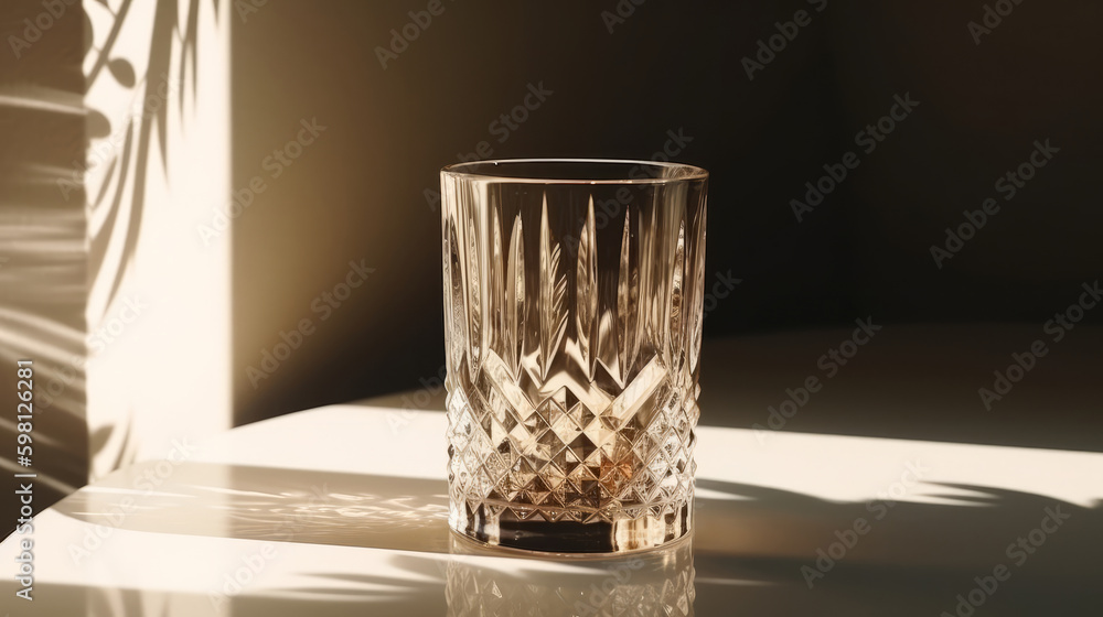 Bohemian crystal glass with sparkling sunlight shadow Illustration AI Generative