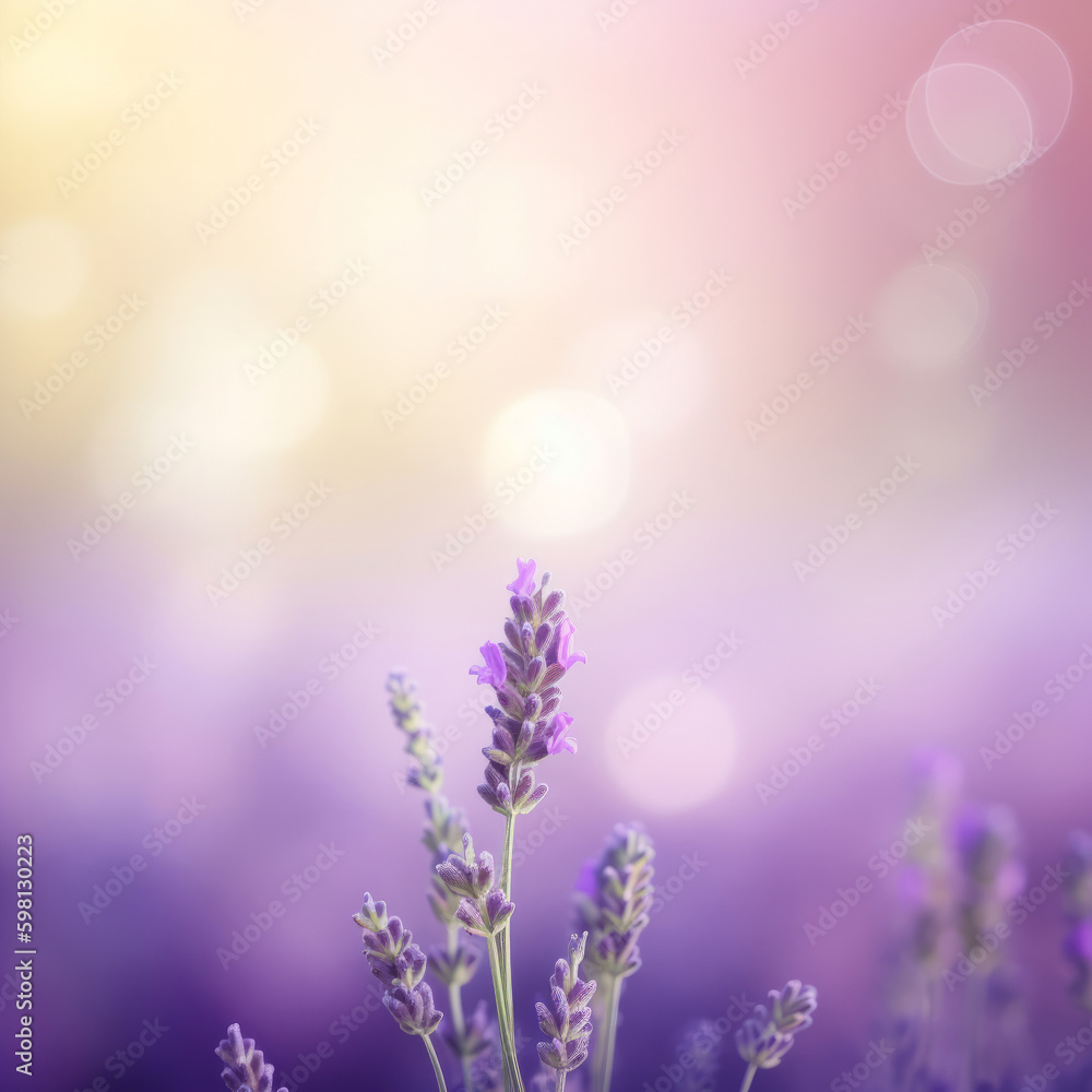 Lavender field background. Illustration AI Generative.