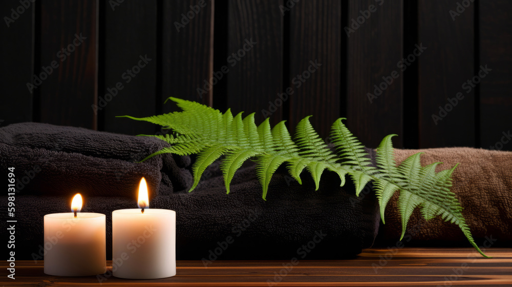 Spa background with candles. Illustration AI Generative.