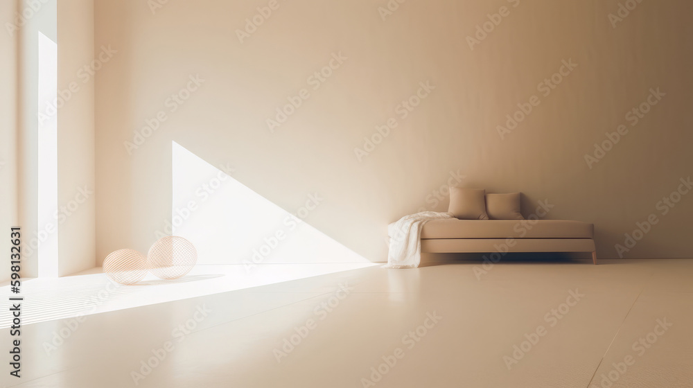 Minimal luxury aesthetic modern interior. Illustration AI Generative.