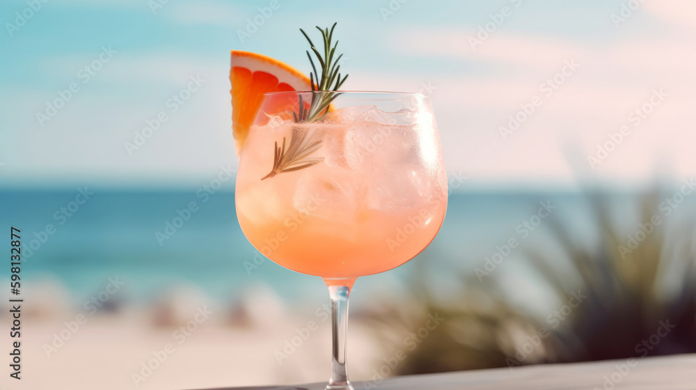 Grapefruit and rosemary cocktail. Illustration AI Generative