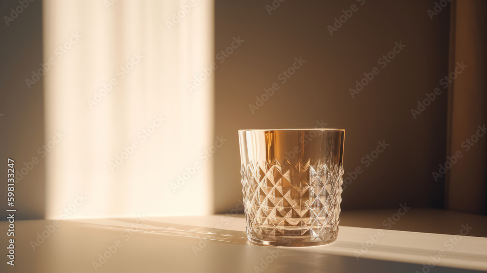 Bohemian crystal glass with sparkling sunlight shadow Illustration AI Generative