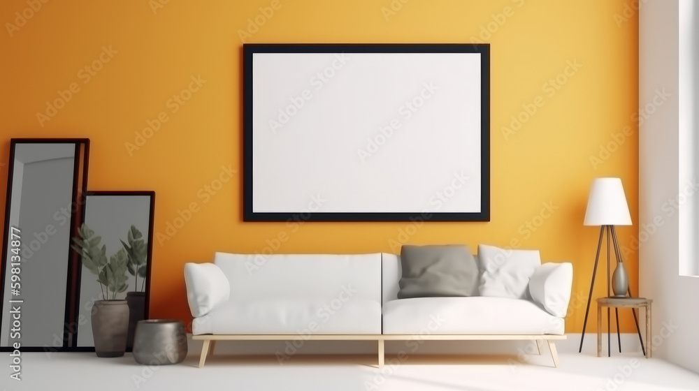 Modern living room interior. Illustration AI Generative