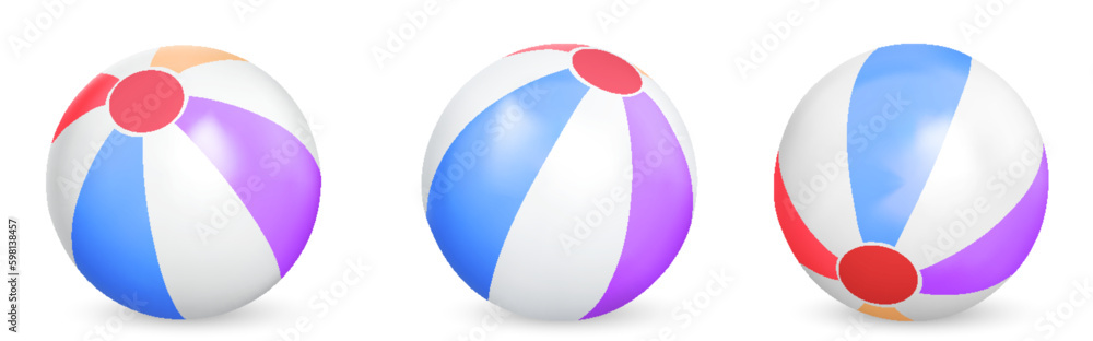 Vector realistic illustration Beach balls set isolated on white background